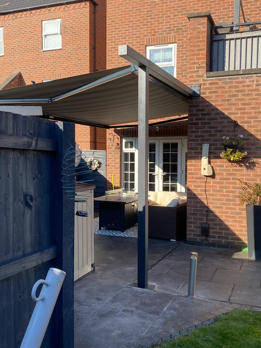 Awning fitted to a UK home